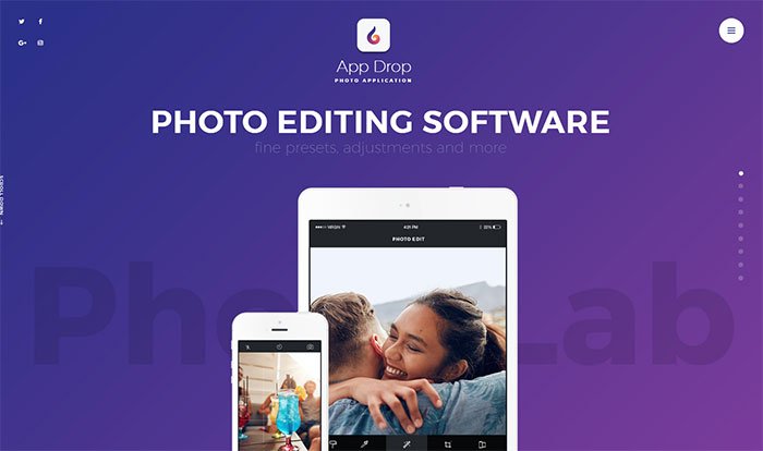 AppDrop - Photo Editing Application WordPress Theme