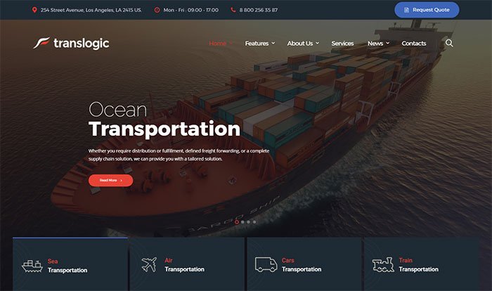 Translogic - Transportation Services WordPress Theme