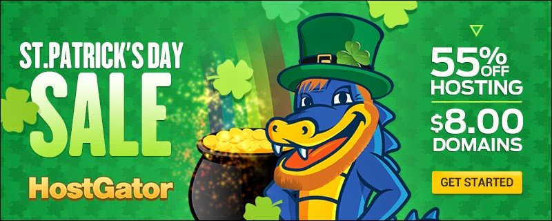St. Patrick's Day Sale: 55% Off Hosting   $8 Domains! by Hostgator
