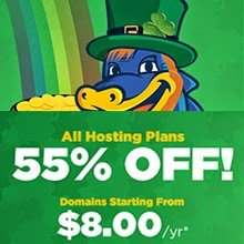 St. Patty's Day Sale: 55% Off Hosting   $8 Domains! by Hostgator