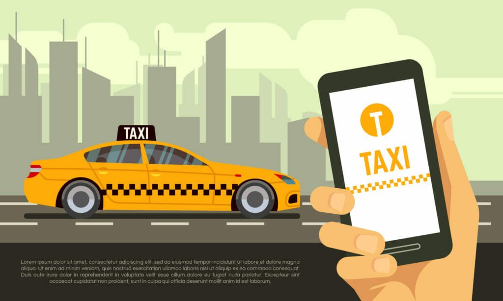 Taxi mobile app service concept vector illustration